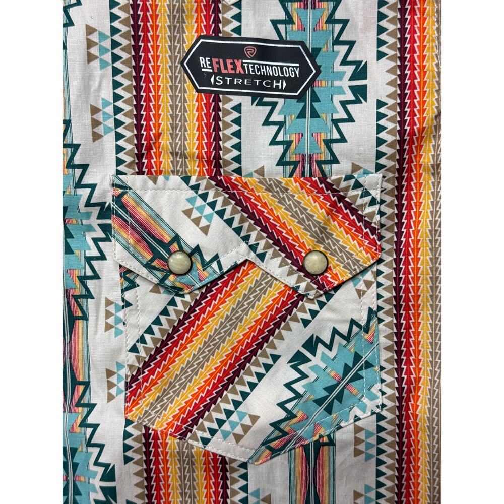 NWOT Rock & Roll Denim Men's Modern Fit Aztec Western Pearl Snap Shirt - Size L - Picture 2 of 5